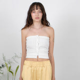 リブドシェルボタントップ / RIBBED SHELL BUTTON TOP - WHITE