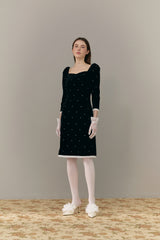 Velvet neckline dress