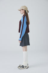 ダブルラップミニプリーツスカート / Double Lap Mini Pleated Skirt [Grey]