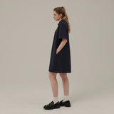 スモールロゴハーフジップアップミニドレス / SMALL LOGO HALF ZIPUP MINI DRESS_NAVY