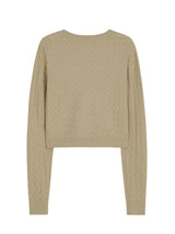WEAVING PATTERN TUBE TOP CROP CARDIGAN SET BEIGE (6586543112310)