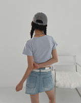 ワンボタンショートスリーブTシャツ/One Button Short Sleeve T-shirt (5color)