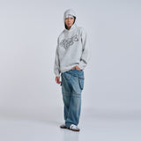 ROUND LOGO HOODIE KNIT GREY