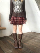 Preppy Pleated Tennis Check Skirt