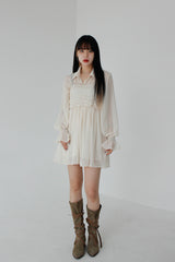ダスティーシースルーラッフルシャツ / Dusty See-through Ruffle Shirt (3color)