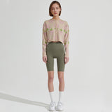 Rose pattern Crop Cardigan [Beige] (6679684939894)