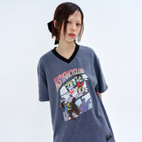[PPG X FANCY] P.P.G COMICS PIGMENT V-NECK TEE (DARK BLUE)_F23PG1005