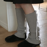Kobel ribbed knit balletcore ribbon string leg warmer