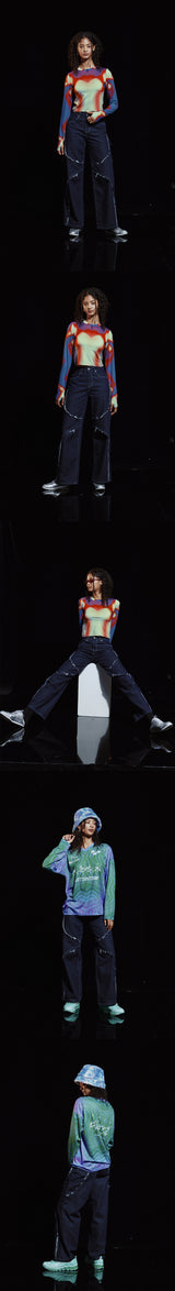 カッティングパネルセミワイドデニムパンツ / CUTTING PANEL SEMI WIDE DENIM PANTS