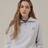 スモールロゴハーフジップアップスウェットシャツ / SMALL LOGO HALF ZIPUP SWEATSHIRT_WHITE MELANGE