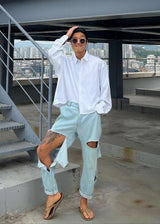 レイストライプクロップシャツ / Ray Stripe Crop Shirt 2COLOR