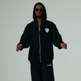 ハートプリンティングフードジップアップ/HEART PRINTING HOOD ZIP-UP-BLACK