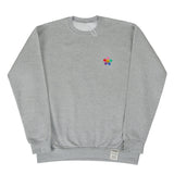 [UNISEX] Rainbow flower smile embroidery white clip sweatshirt (6654938284150)