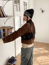 Heelan corduroy golden collar crop blouson jacket