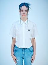 クロップショートスリーブコットンシャツ / CROP SHORT-SLEEVES COTTON SHIRTS(WH)