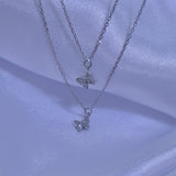 Double mini butterfly layered necklace