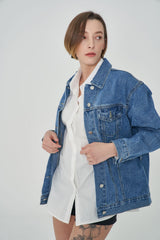 セミオーバーフィットベルトセットデニムジャケット/ SEMI OVER FIT BELT SET DENIM JACKET [1000]