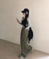 [BELLIDE MADE] スエードポケットワイドカーゴパンツ