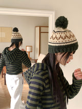 Kuning Vintage Nordic Drop Knit Beanie