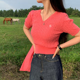 [Bellide made] モアVネックショートTスリーブニット