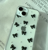 3Dブラックリボンパール携帯ケース