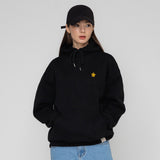 [UNISEX]Yellow odd flower embroidery hoodie