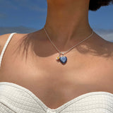 グラスハートネックレス/GLASS HEART NECKLACE(BLUE)