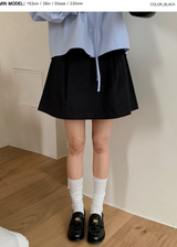 Aラインピンタックコットンミニスカート