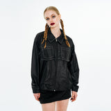 Layered Stitch Windbreaker [Black]