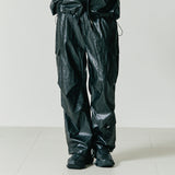 VCL CRACK LEATHER PARACHUTE PANTS BLACK