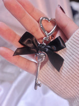 Black Ribbon Heart Key Keyring