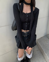 Muffler button knit set