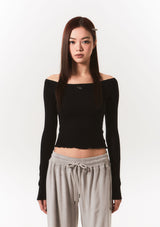 smooth off shoulder top - black