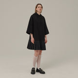 プリーツフードジャージードレス / PLEATS HOOD JERSEY DRESS_BLACK