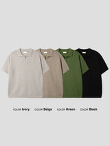 アンダーブックルオープンカラーショートスリーブニットウェア / Ander Bookle Open Collar Cool Short-Sleeved Knitwear (4 colors)