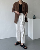 マンスリネンツータックベルトスラックス / Month )  linen two-tuck belt slacks (3 colors)