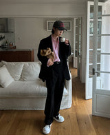 リンクルフリレットワイドスラックス (2 color)