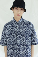 プレイン 1/2 シャツ / PLAIN PAISLEY 1/2 SHIRT NAVY