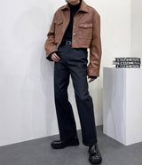 フレンチ レザー クロップジャケット / MO French Leather Cropped Jacket (2 colors)