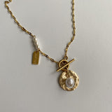 パールコイントグルネックレス/ii Pearl Coin Toggle Bar Necklace