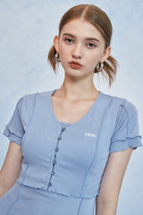 HIDE Lettuce Edge Cardigan Top (Sky Blue) (6570972840054)