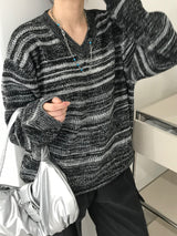 エリカストライプVネックニット
