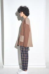 KNIT X TERRY COMBINATION POCKET TEE (Beige) / コンビネーションポケットTシャツ