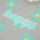 Green flower pattern Sweat-shirt [Melange grey] (6535252607094)
