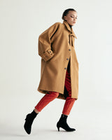 UNISEX WOOL RAGLAN HIDDEN COAT W - TWILL CAMEL (6636060835958)