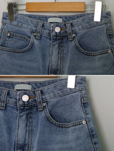 Thin and Fit Cut Capri Slit Denim Pants (2color)