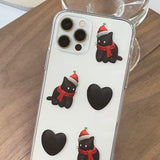 パターンハートサンタキャットフォーンケース