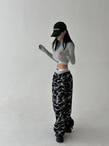 [UNISEX] Camouflage Fleece Wide Pants