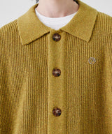 RELAXED KNIT  COLLAR CARDIGON (MUSTARD)