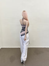 サイドピンタックパンツ/449. Side pintuck pt (bk, wh)